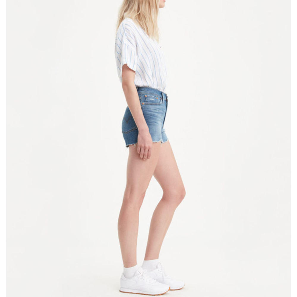Levi's High Rise Shorts Blue Jean Short Distressed Size 29 - Picture 3 of 13